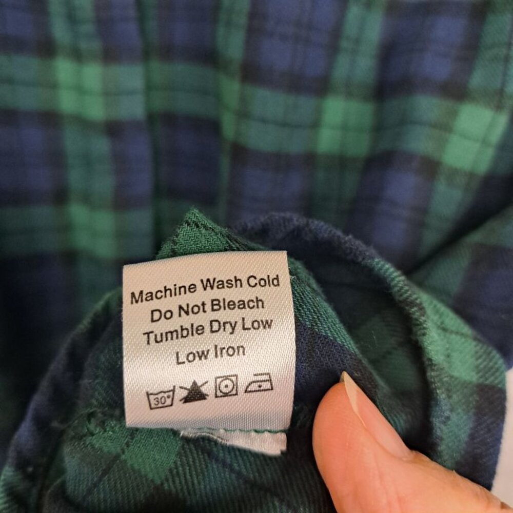 Tuckernuck Saranac Blue Green Tartan Plaid Puff Shoulder Button Up Shirt Size L - Picture 8 of 8
